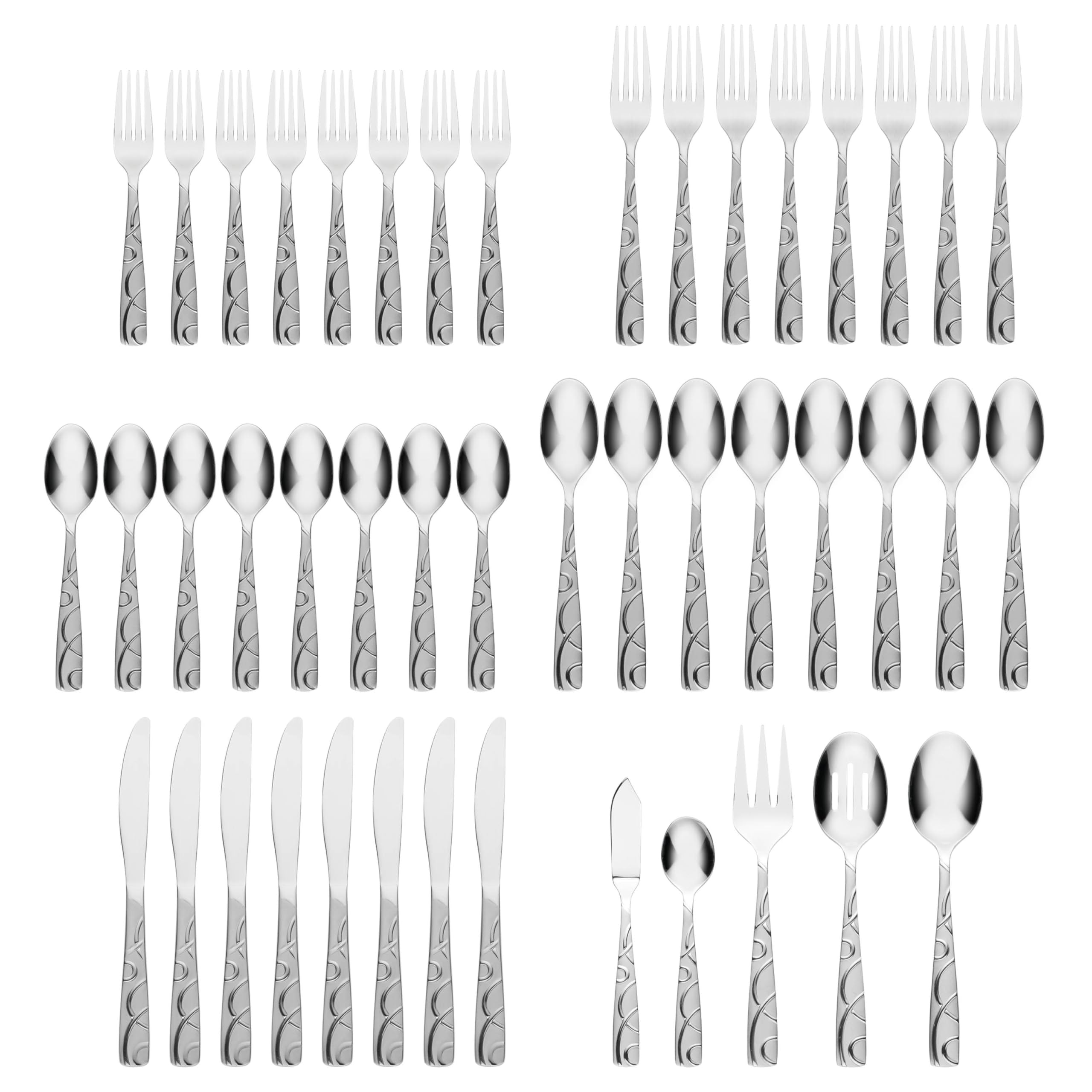 Cambridge 256145CSLG1 Conquest Sand 45-Piece Flatware Set With Caddy